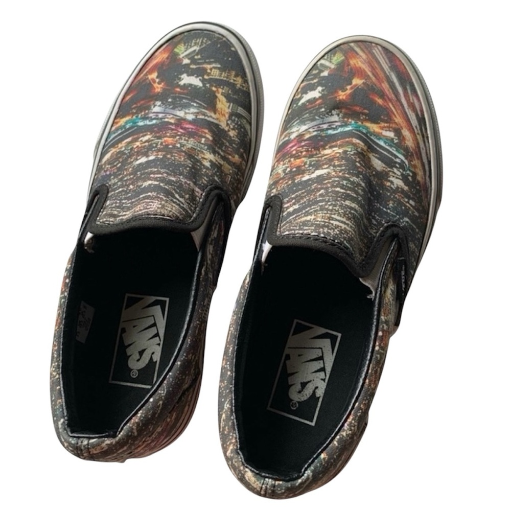 VANS Canvas Slip on Sneakers UNISEX City Theme Off the Wall Sz Mens 4.5 Womens 6